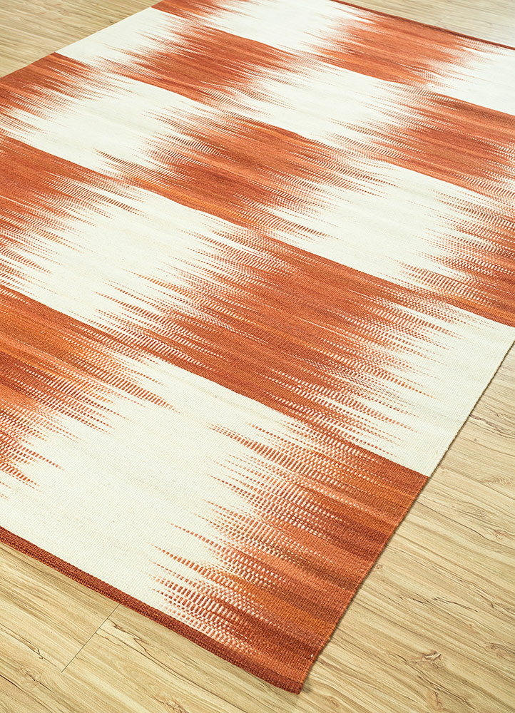 indusbar red and orange wool Flat Weaves Rug - FloorShot