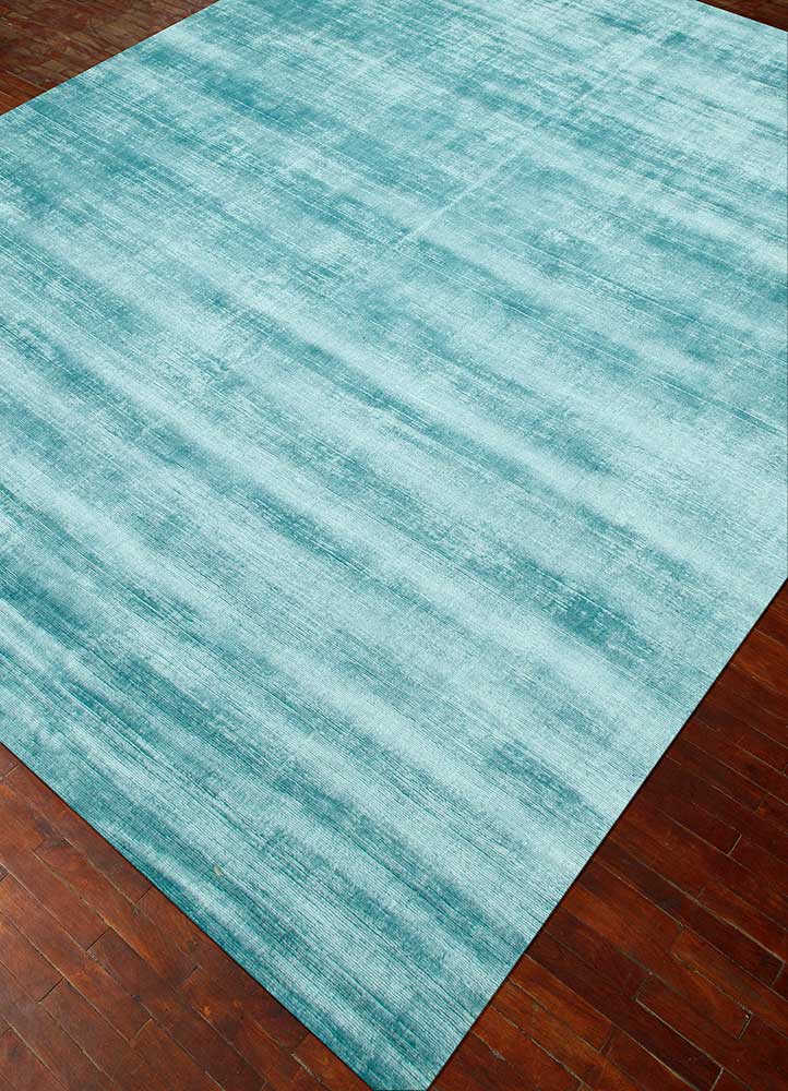 basis blue viscose Hand Loom Rug - FloorShot