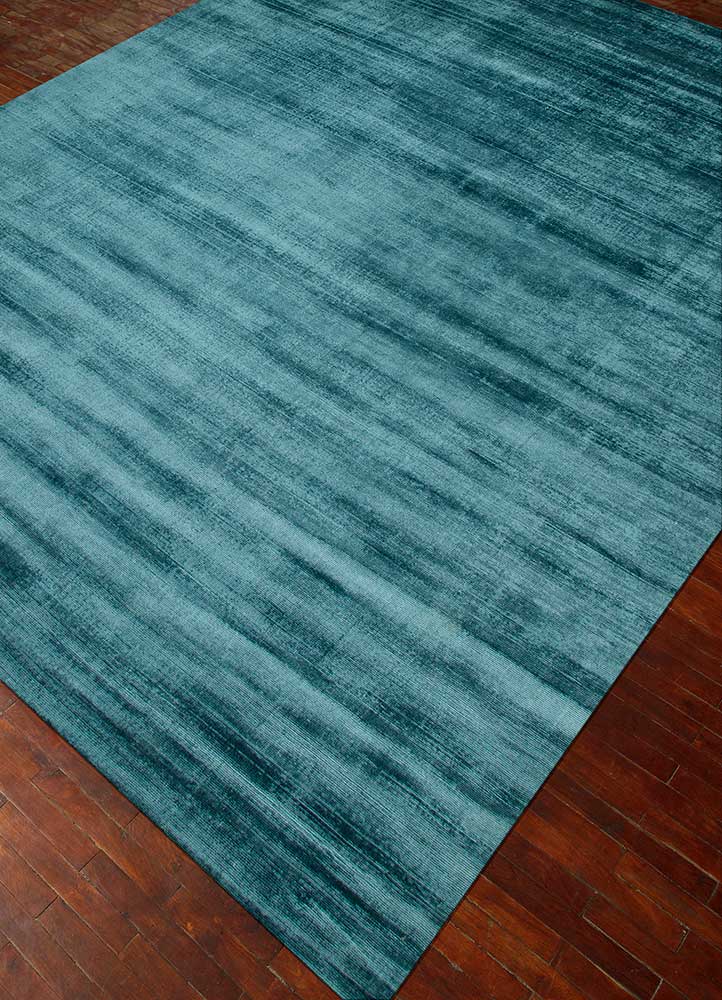 basis blue viscose Hand Loom Rug - FloorShot