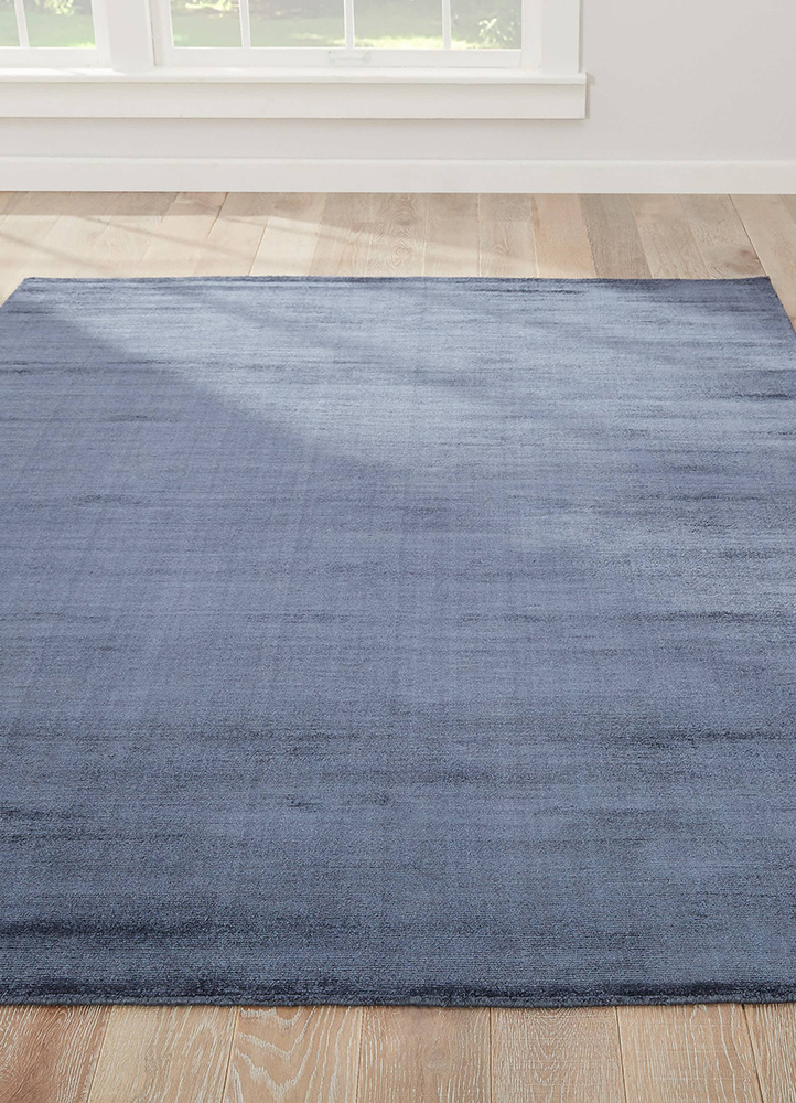 basis blue viscose Hand Loom Rug - FloorShot