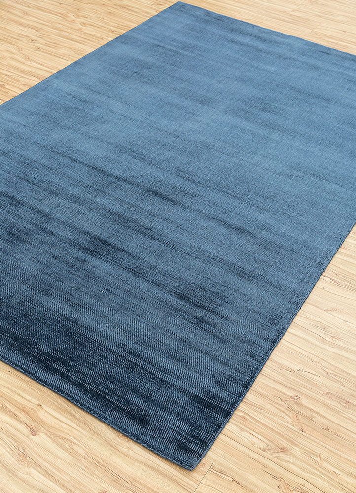 basis blue viscose Hand Loom Rug - FloorShot