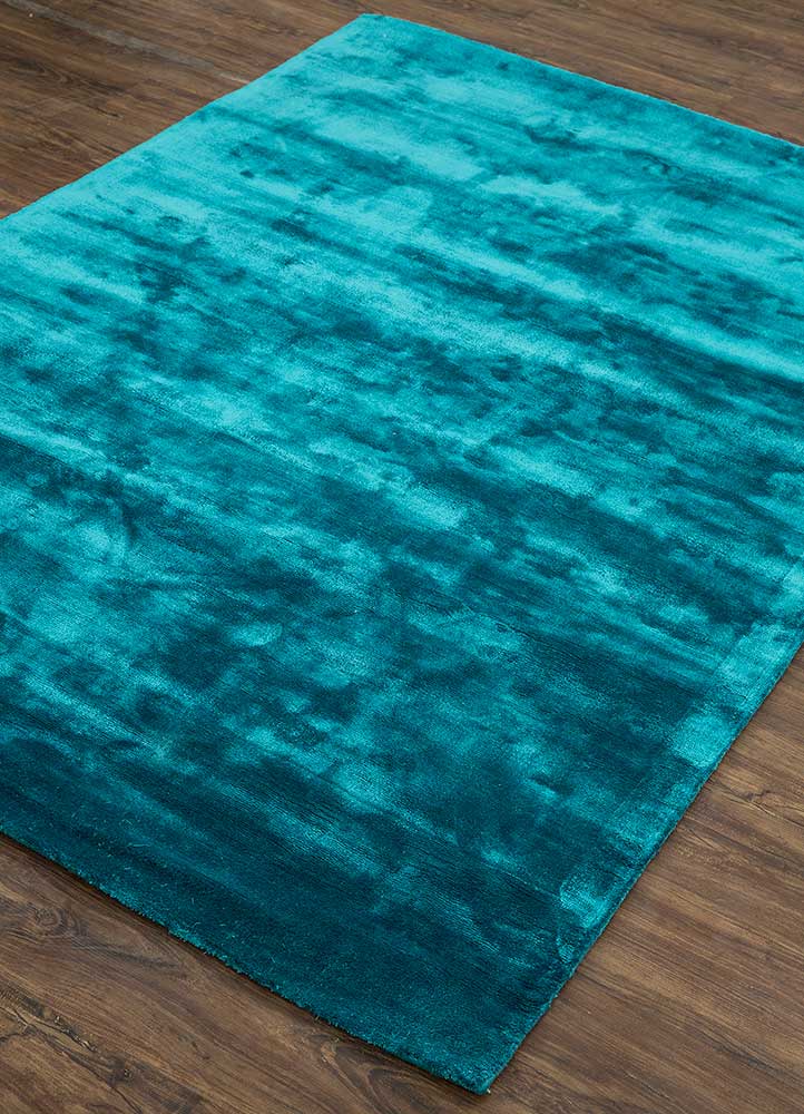 yasmin blue viscose Hand Loom Rug - FloorShot