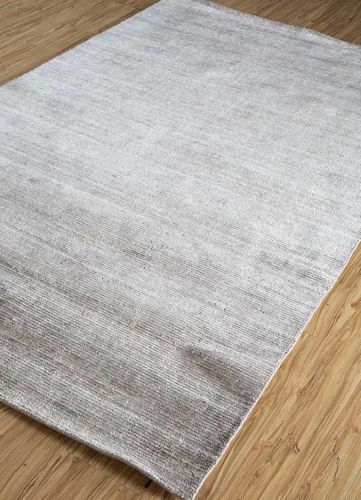 yasmin grey and black wool and bamboo silk Hand Loom Rug - FloorShot