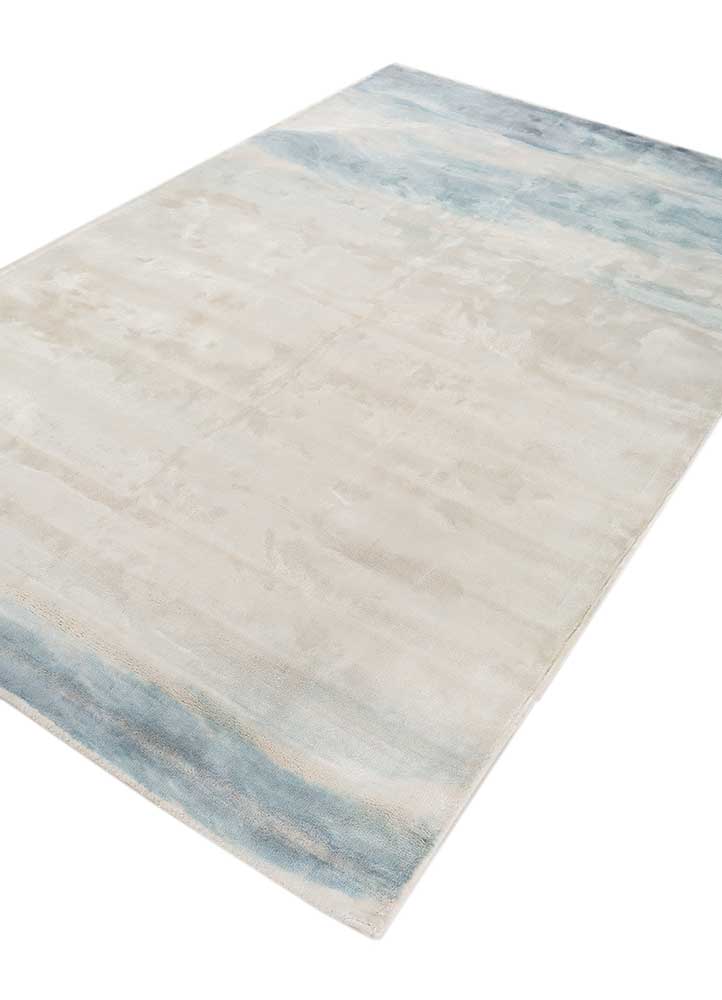 basis blue wool and viscose Hand Loom Rug - FloorShot