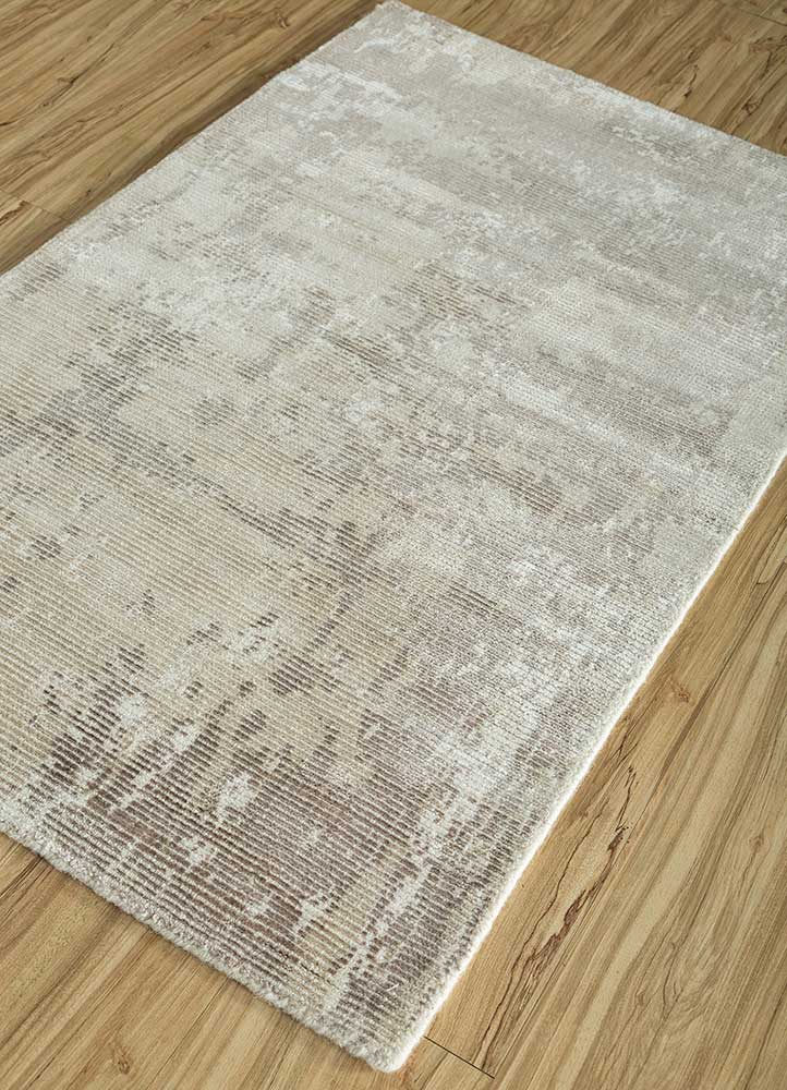 basis beige and brown wool and viscose Hand Loom Rug - FloorShot