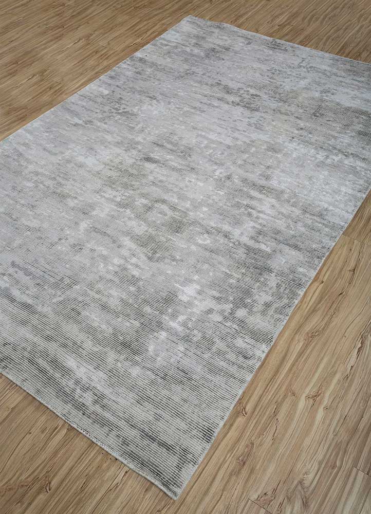 basis grey and black wool and viscose Hand Loom Rug - FloorShot