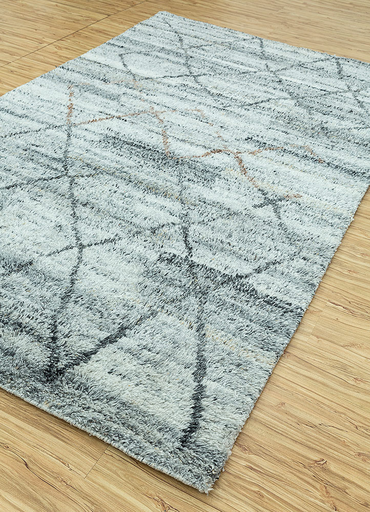 zuri blue polyester Hand Knotted Rug - FloorShot