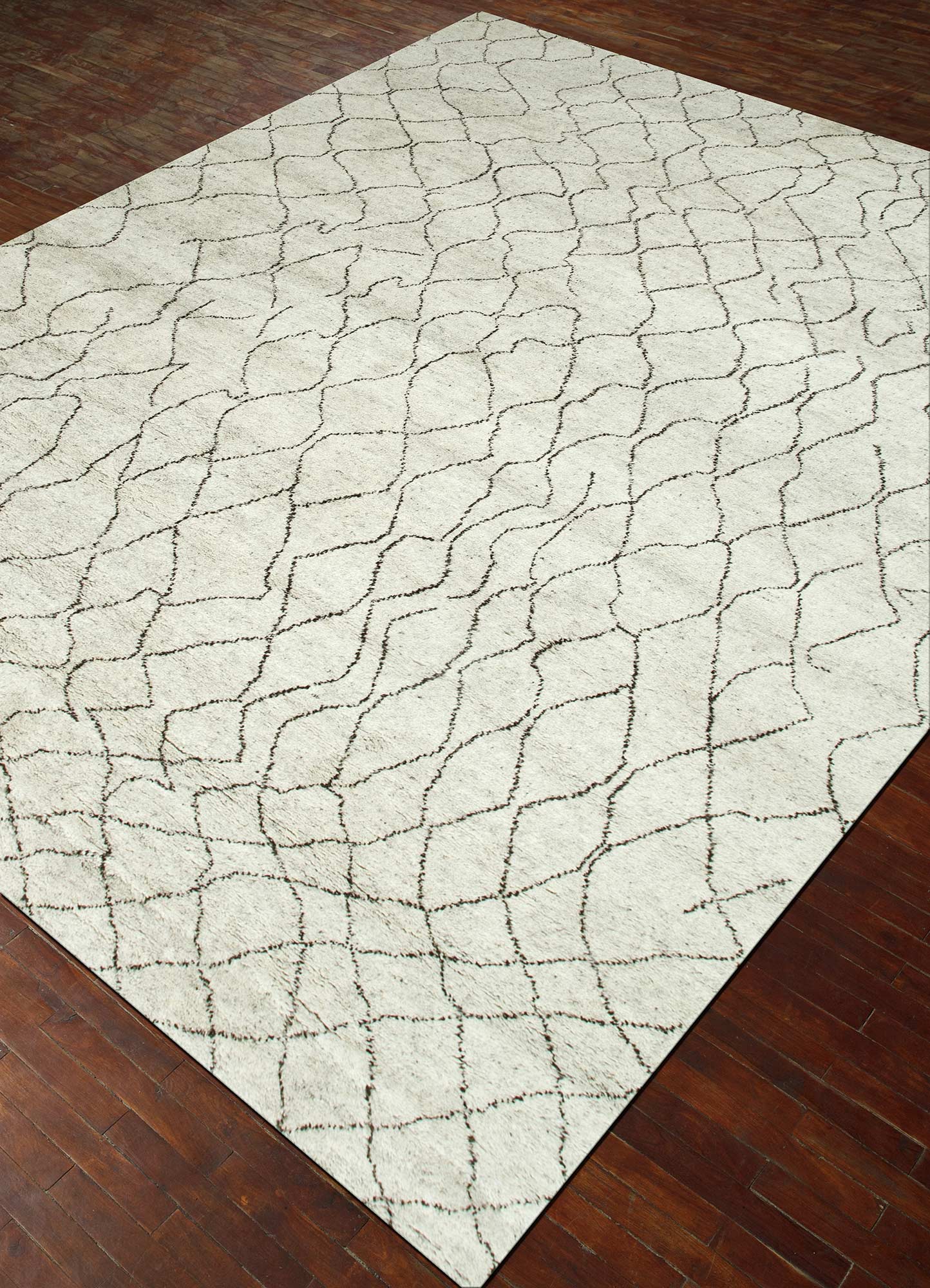 zuri beige and brown wool Hand Knotted Rug - FloorShot