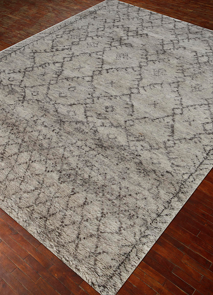 zuri grey and black wool Hand Knotted Rug - FloorShot