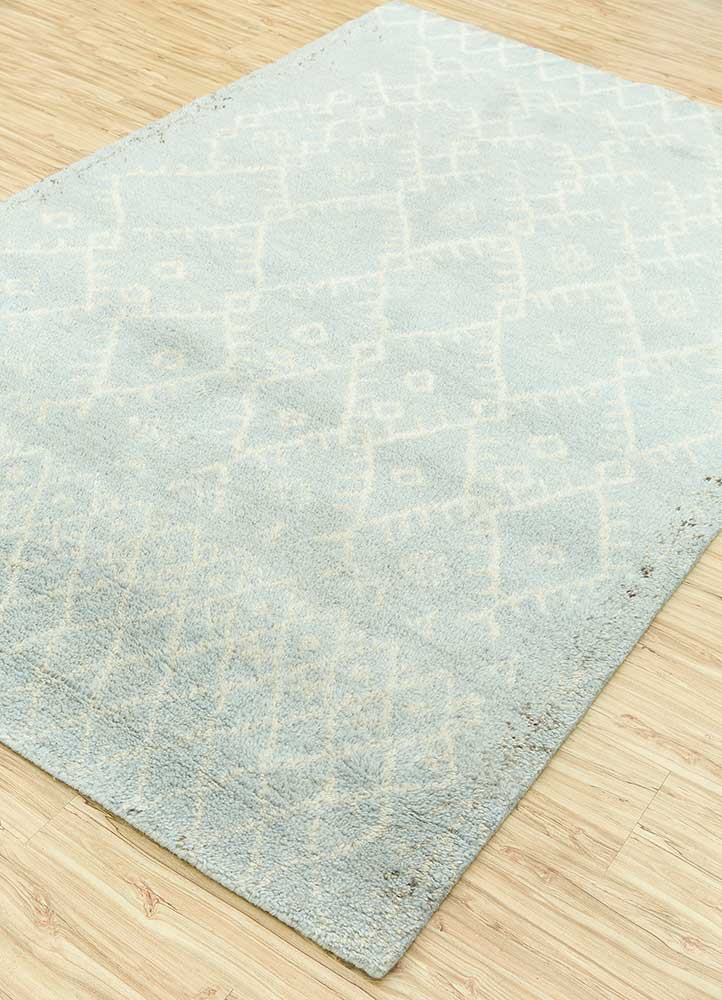 zuri blue wool Hand Knotted Rug - FloorShot