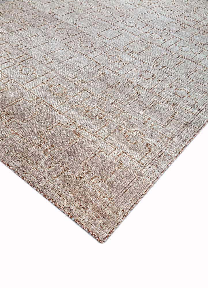 manifest beige and brown wool Hand Knotted Rug - FloorShot