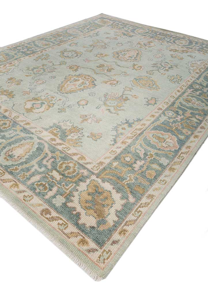 cyanna blue wool Hand Knotted Rug - FloorShot