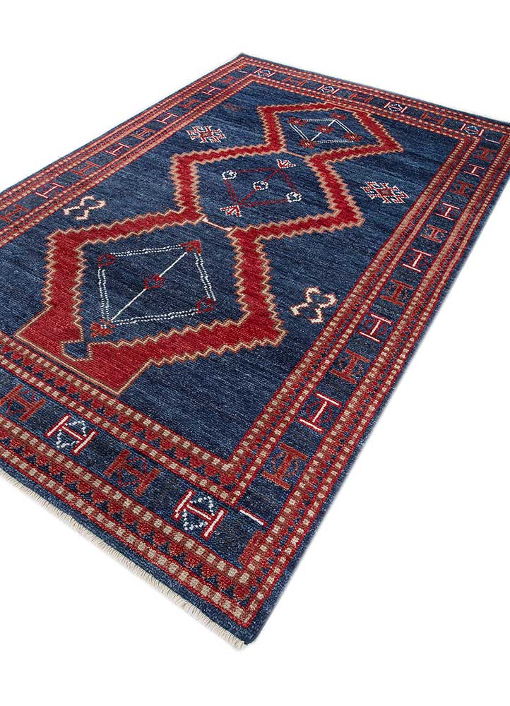 savana blue wool Hand Knotted Rug - FloorShot