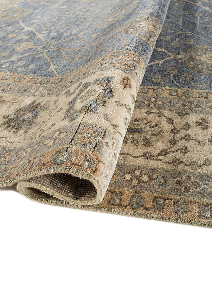 savana blue wool Hand Knotted Rug - FloorShot