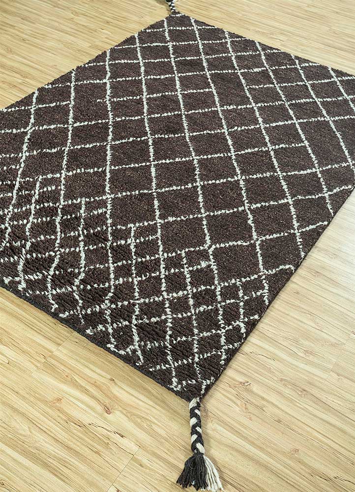 zuri beige and brown wool Hand Knotted Rug - FloorShot