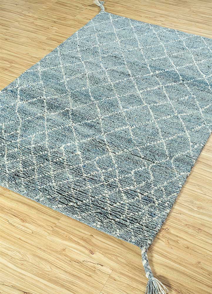 zuri blue wool Hand Knotted Rug - FloorShot