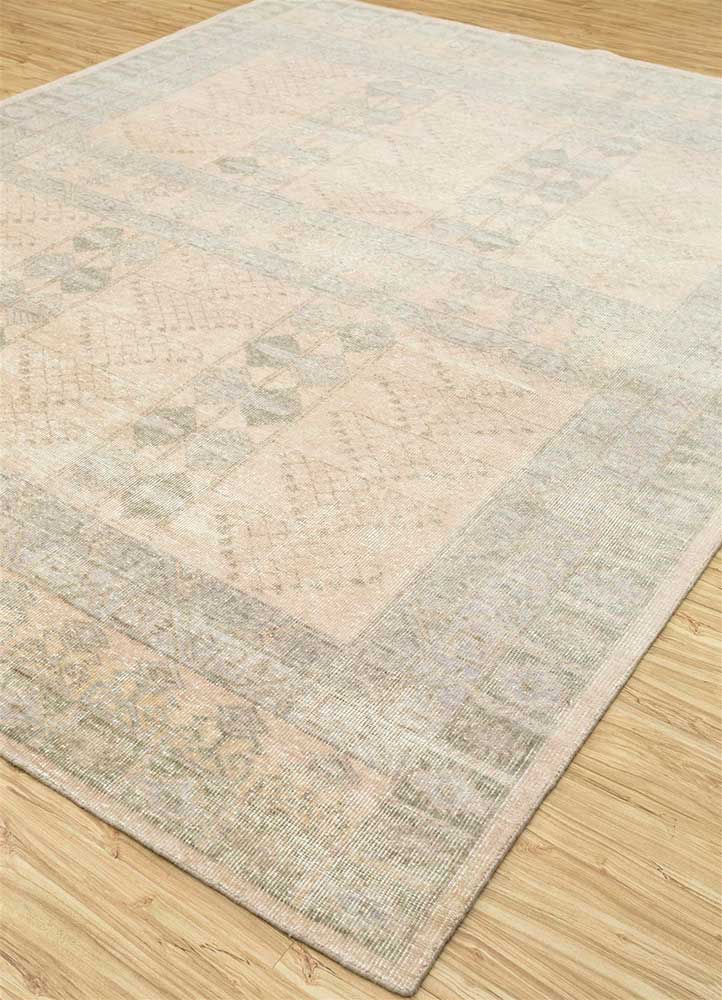 erbe beige and brown wool Hand Knotted Rug - FloorShot