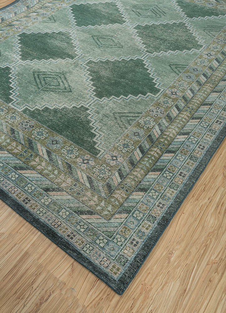 erbe green wool Hand Knotted Rug - FloorShot erbe green wool Hand Knotted Rug - FloorShot