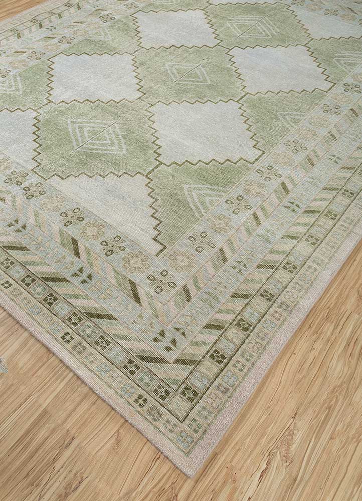 erbe green wool Hand Knotted Rug - FloorShot