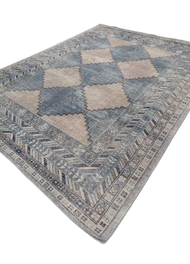 erbe blue wool Hand Knotted Rug - FloorShot erbe blue wool Hand Knotted Rug - FloorShot