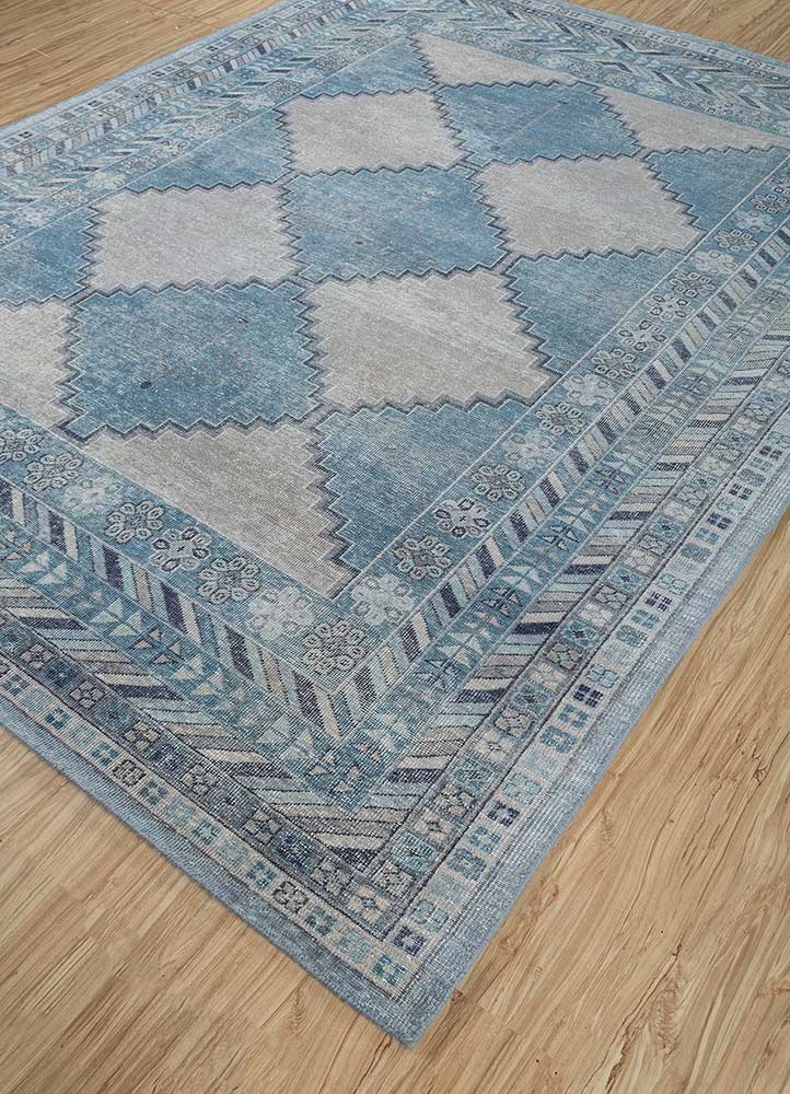 erbe blue wool Hand Knotted Rug - FloorShot