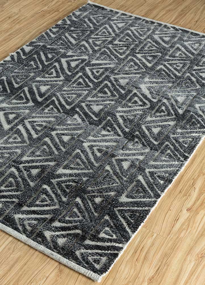 clan grey and black wool Hand Knotted Rug - FloorShot