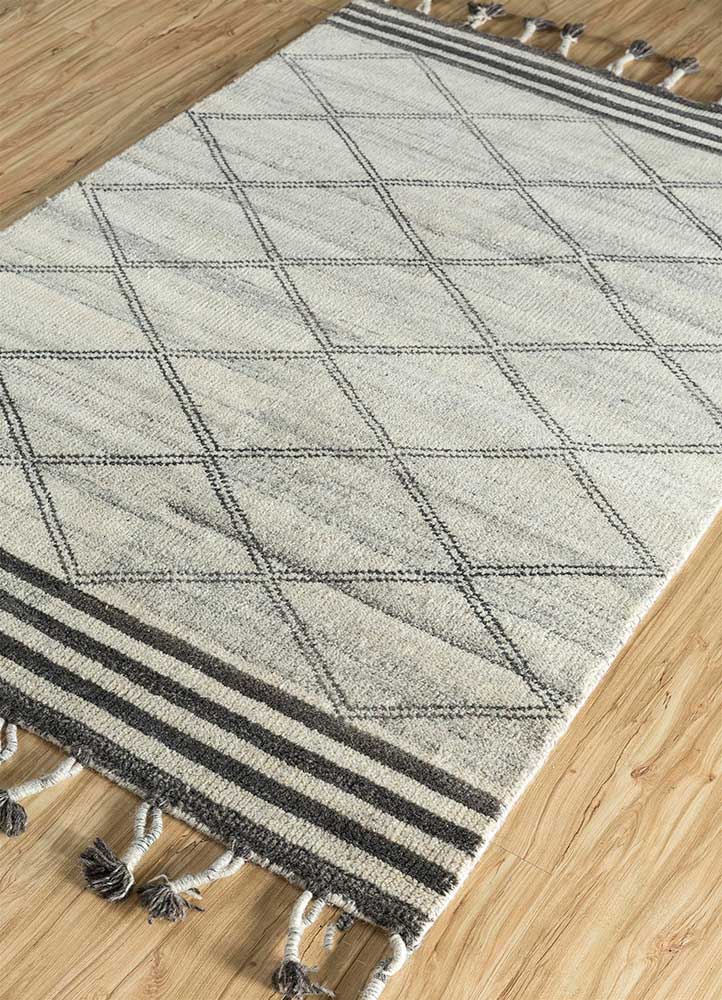 clan grey and black wool Hand Knotted Rug - FloorShot