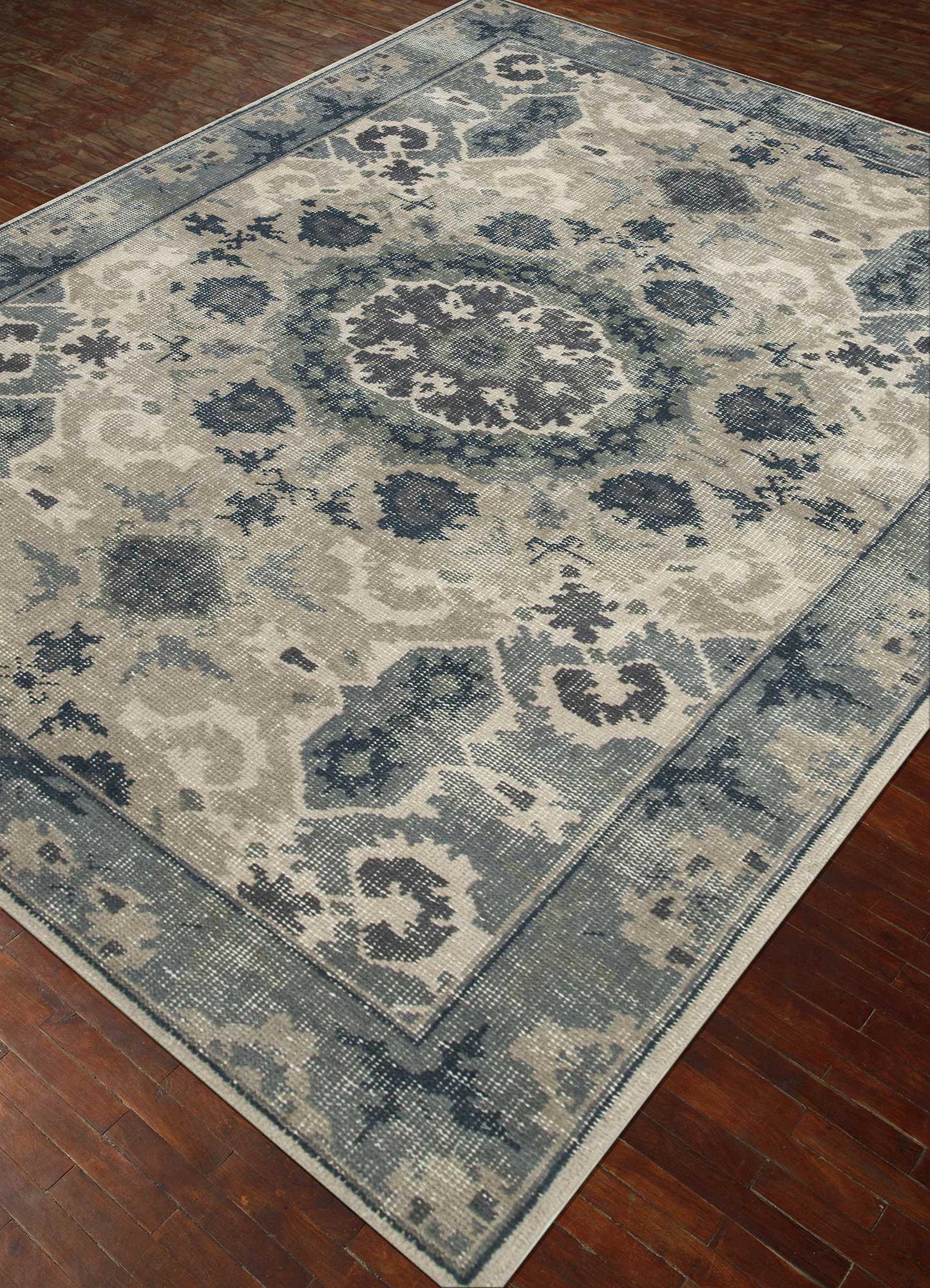 erbe grey and black wool Hand Knotted Rug - FloorShot