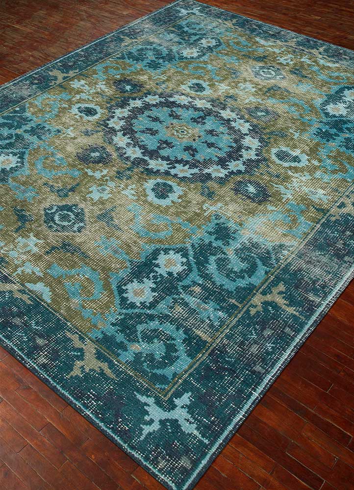 erbe green wool Hand Knotted Rug - FloorShot