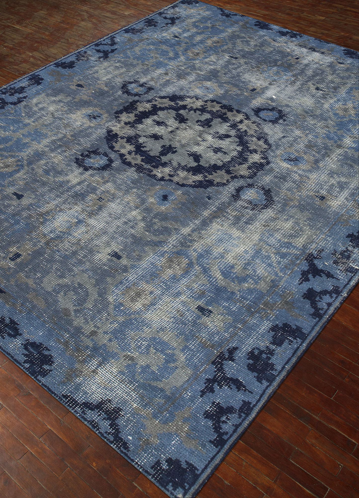 erbe blue wool Hand Knotted Rug - FloorShot