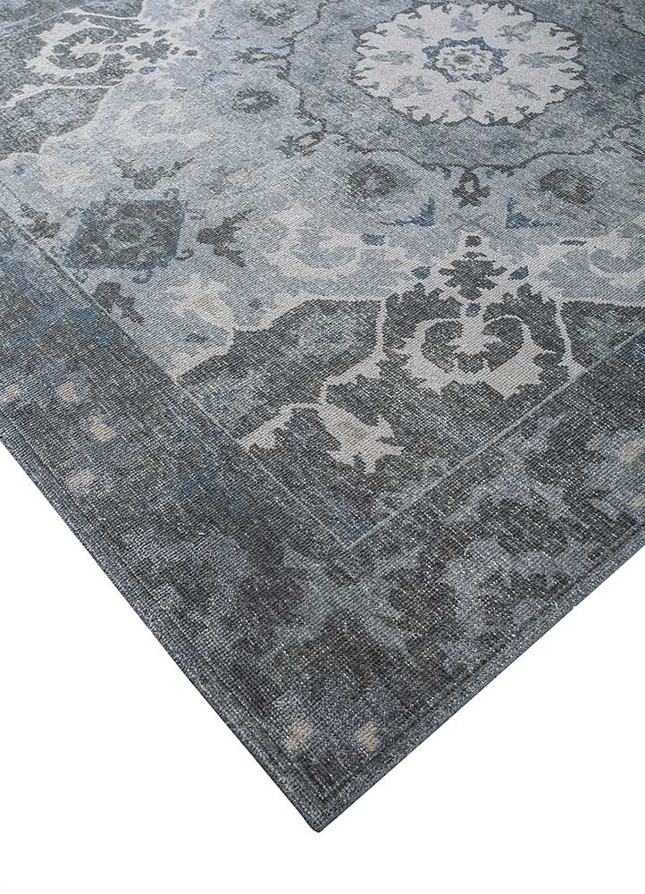 erbe blue wool Hand Knotted Rug - FloorShot