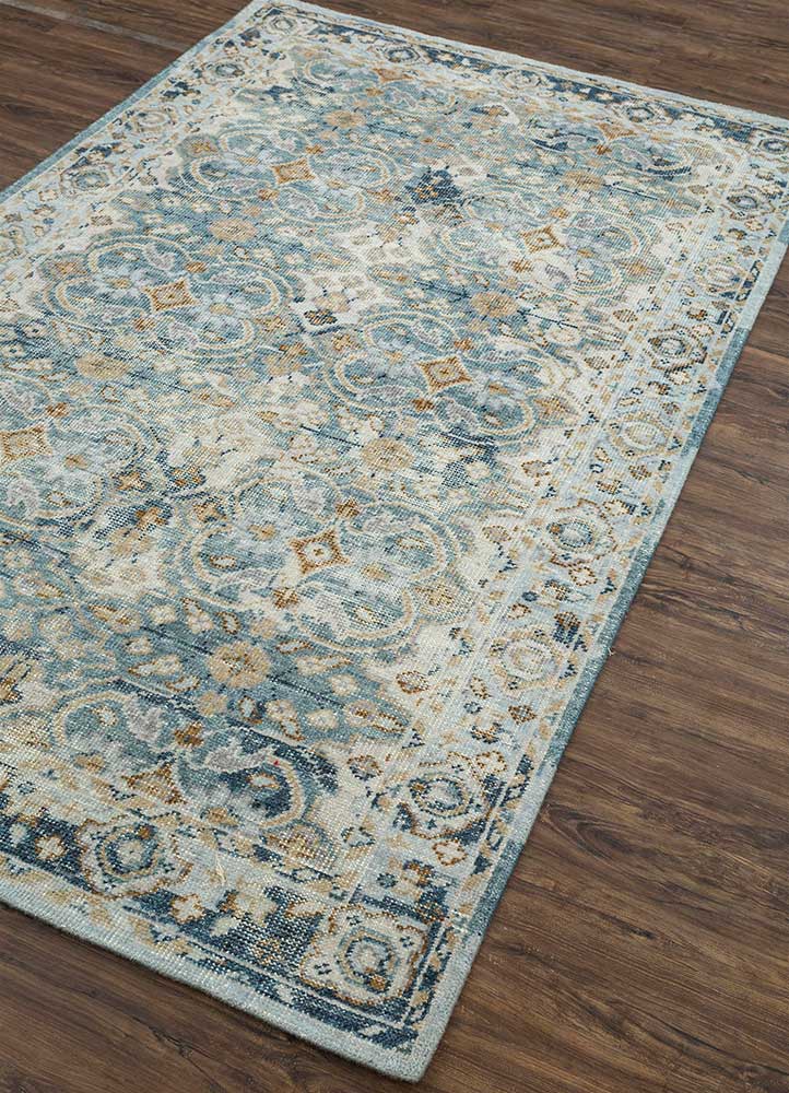 erbe blue wool Hand Knotted Rug - FloorShot