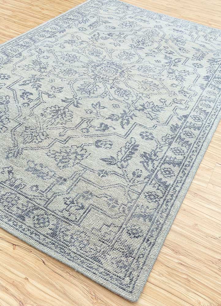 savana blue wool Hand Knotted Rug - FloorShot