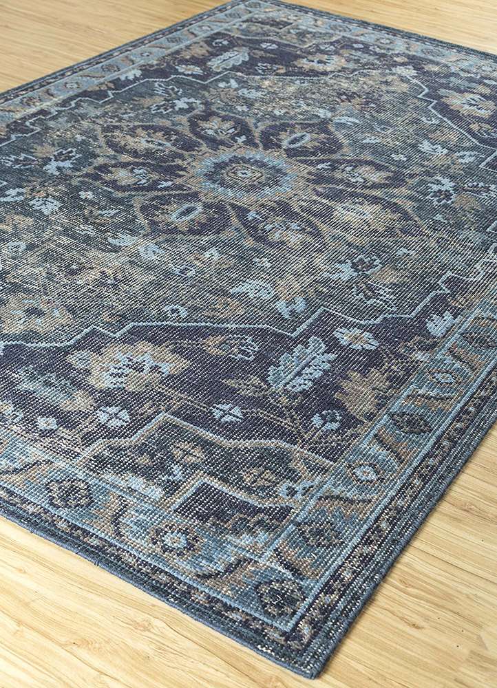 savana grey and black wool Hand Knotted Rug - FloorShot