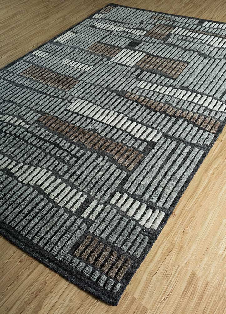 clan grey and black wool Hand Knotted Rug - FloorShot