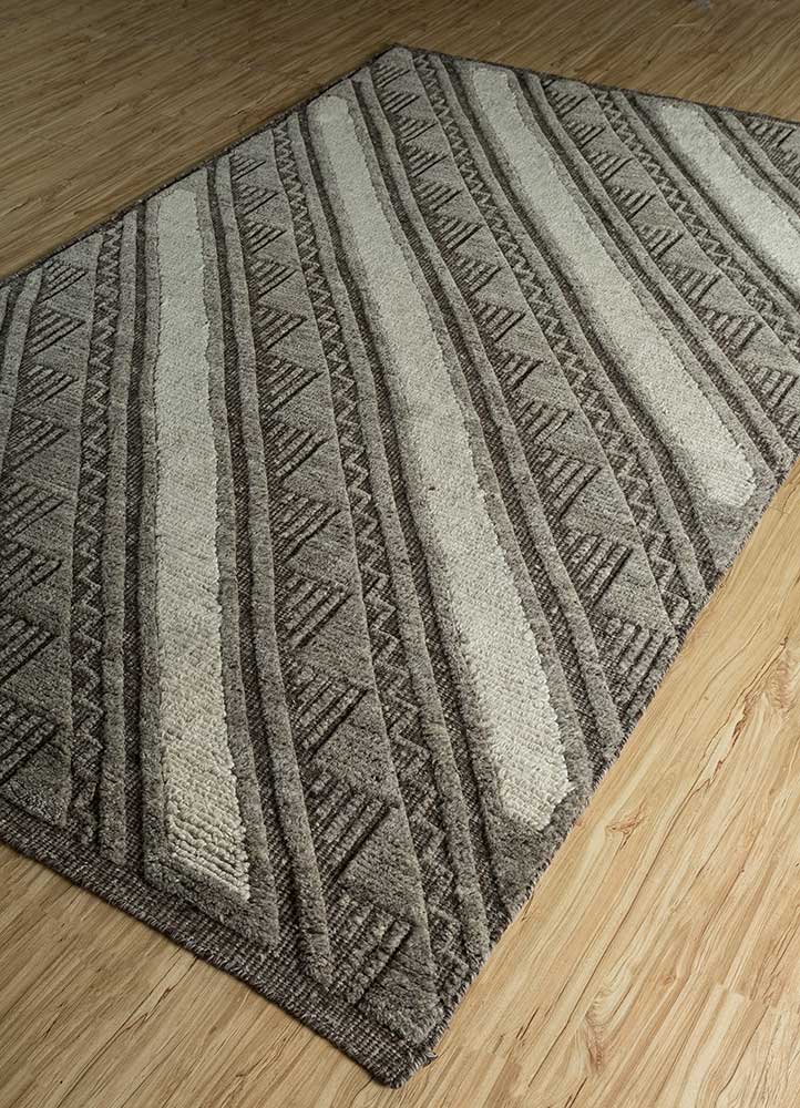 clan grey and black wool Hand Knotted Rug - FloorShot