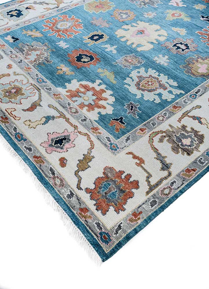 cyanna blue wool Hand Knotted Rug - FloorShot cyanna blue wool Hand Knotted Rug - FloorShot