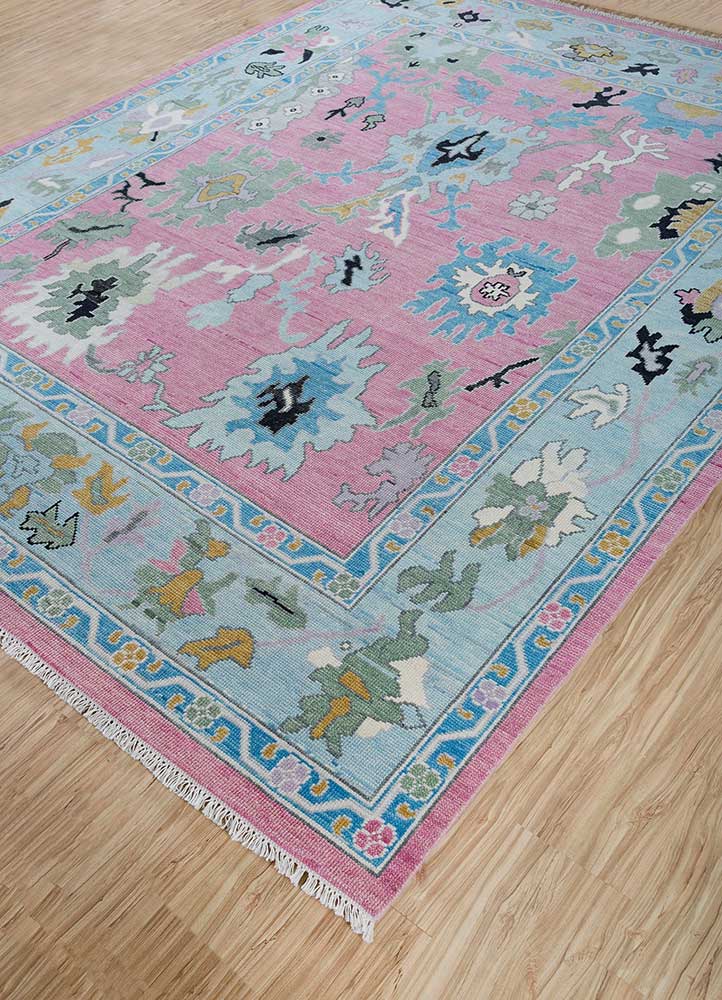 cyanna pink and purple wool Hand Knotted Rug - FloorShot