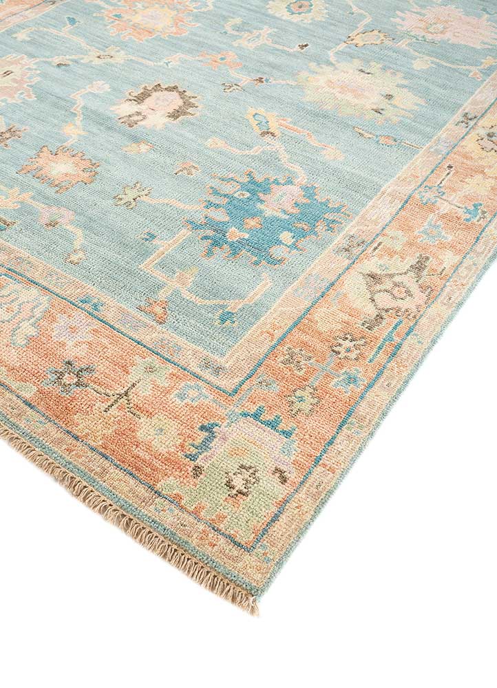 cyanna blue wool Hand Knotted Rug - FloorShot