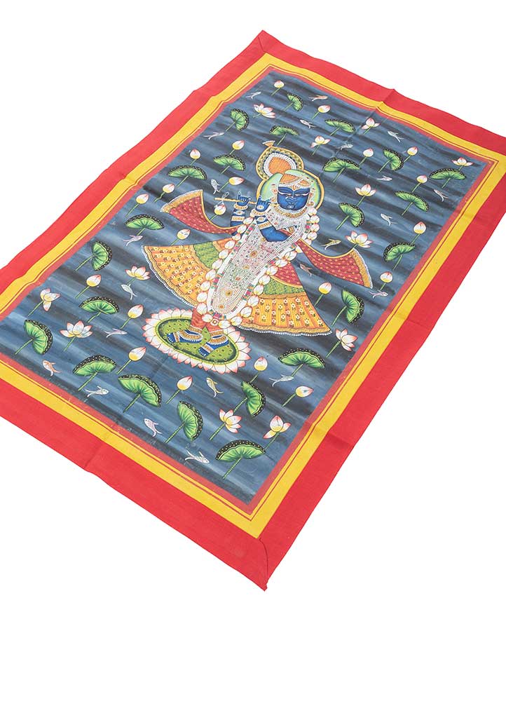 pichwai art blue cotton ART WORK Rug - FloorShot