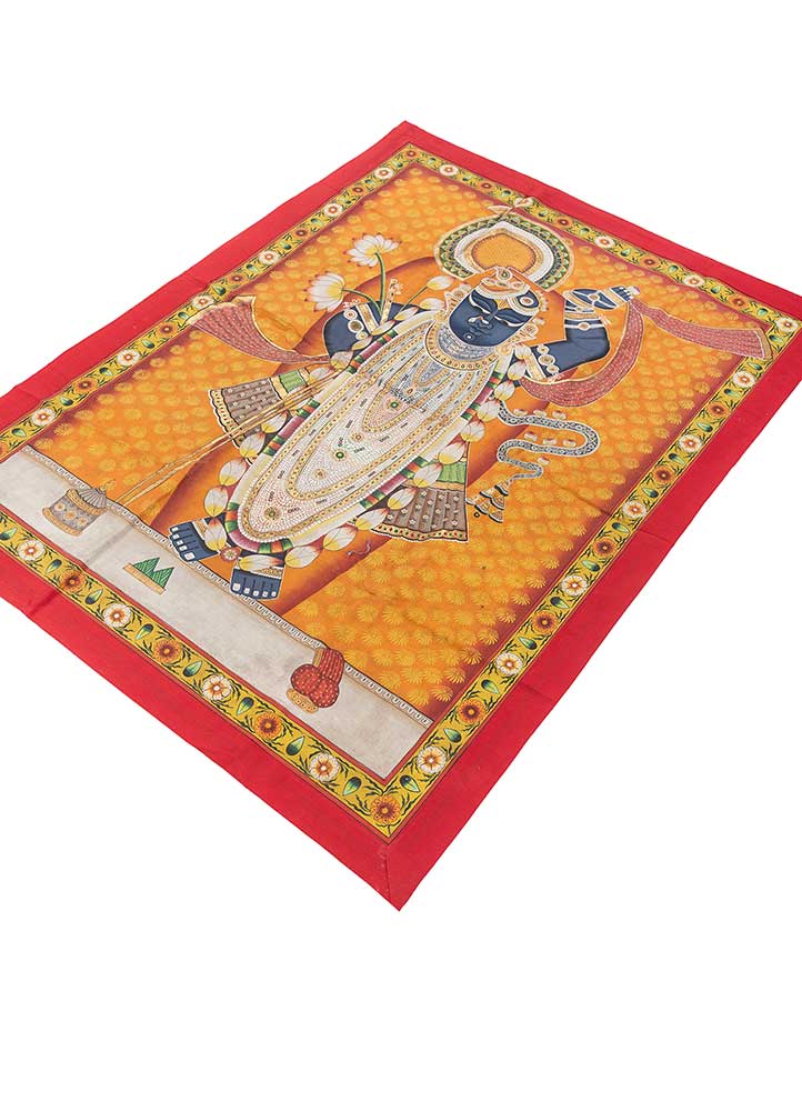 pichwai art red and orange cotton ART WORK Rug - FloorShot