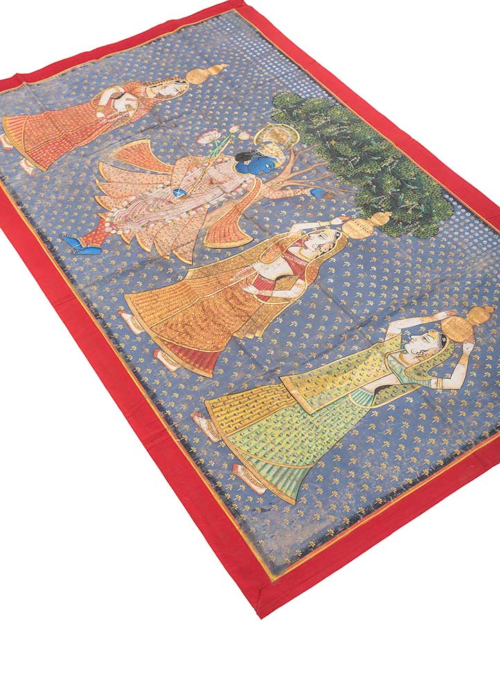 pichwai art blue cotton ART WORK Rug - FloorShot