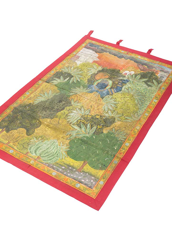 pichwai art green cotton ART WORK Rug - FloorShot