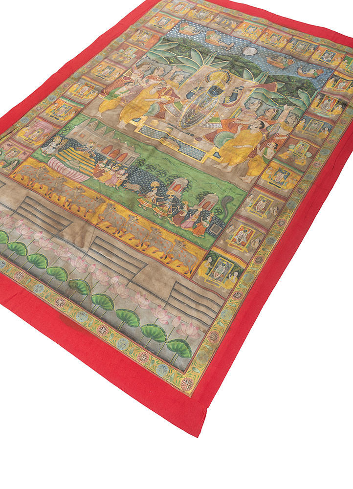 pichwai green cotton cloth ART WORK Rug - FloorShot pichwai green cotton cloth ART WORK Rug - FloorShot