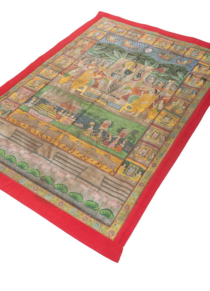 pichwai art green cotton ART WORK Rug - FloorShot