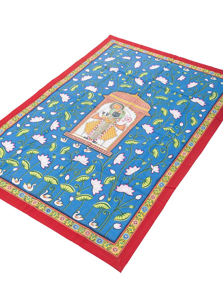 pichwai art blue cotton ART WORK Rug - FloorShot