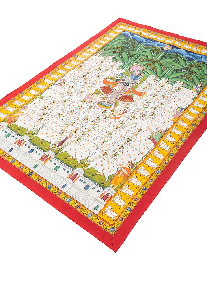 pichwai art ivory cotton ART WORK Rug - FloorShot