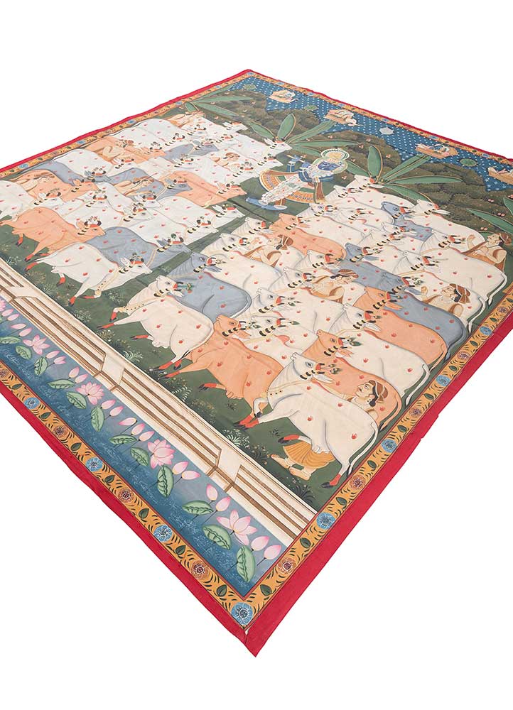 pichwai art ivory cotton ART WORK Rug - FloorShot