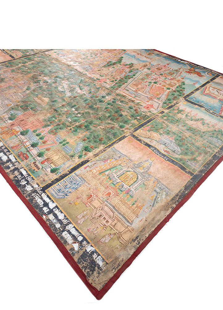 pichwai art green cotton cloth ART WORK Rug - FloorShot