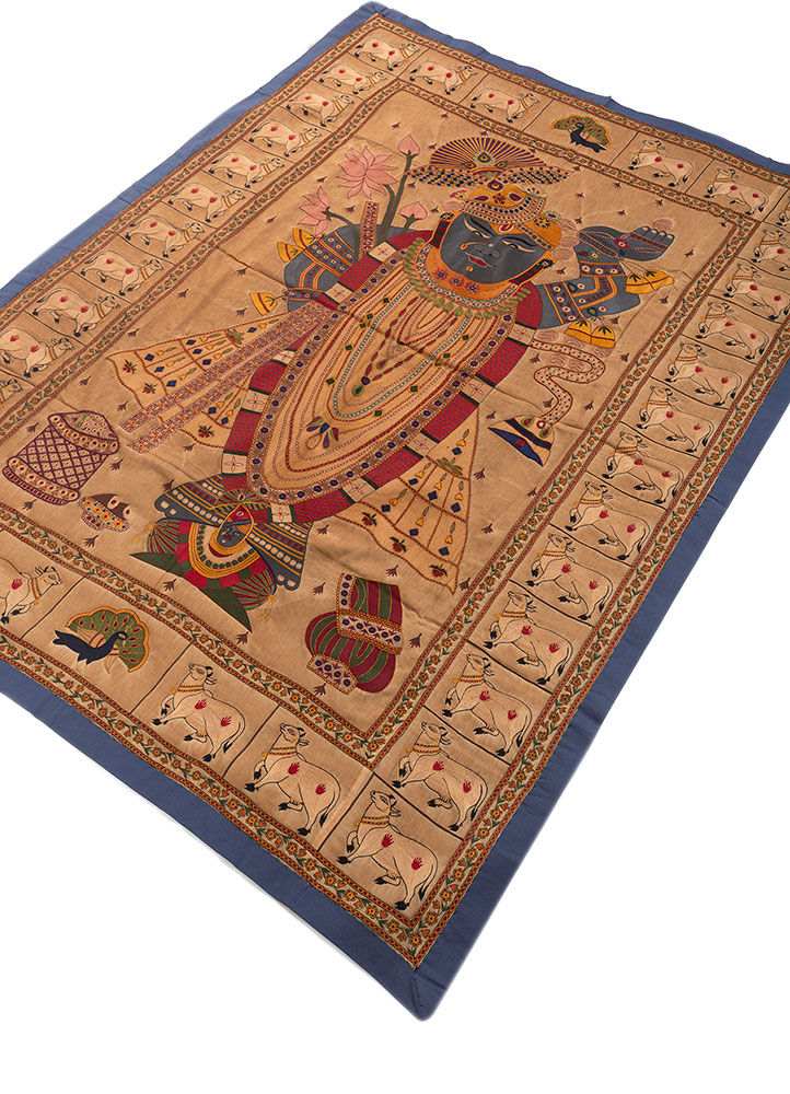 pichwai art pink and purple cotton cloth ART WORK Rug - FloorShot